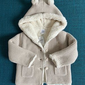 baby GAP sherpa-lined bear sweater